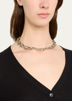Ben-AmunDonia Silver Round and Oval Link Chain Necklace