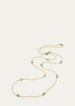 Ben-AmunHippie Jade Bead & Pearly Long Necklace