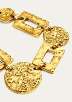 Ben-Amun24k Gold Electroplated Textured Statement Round And Rectangular Necklace