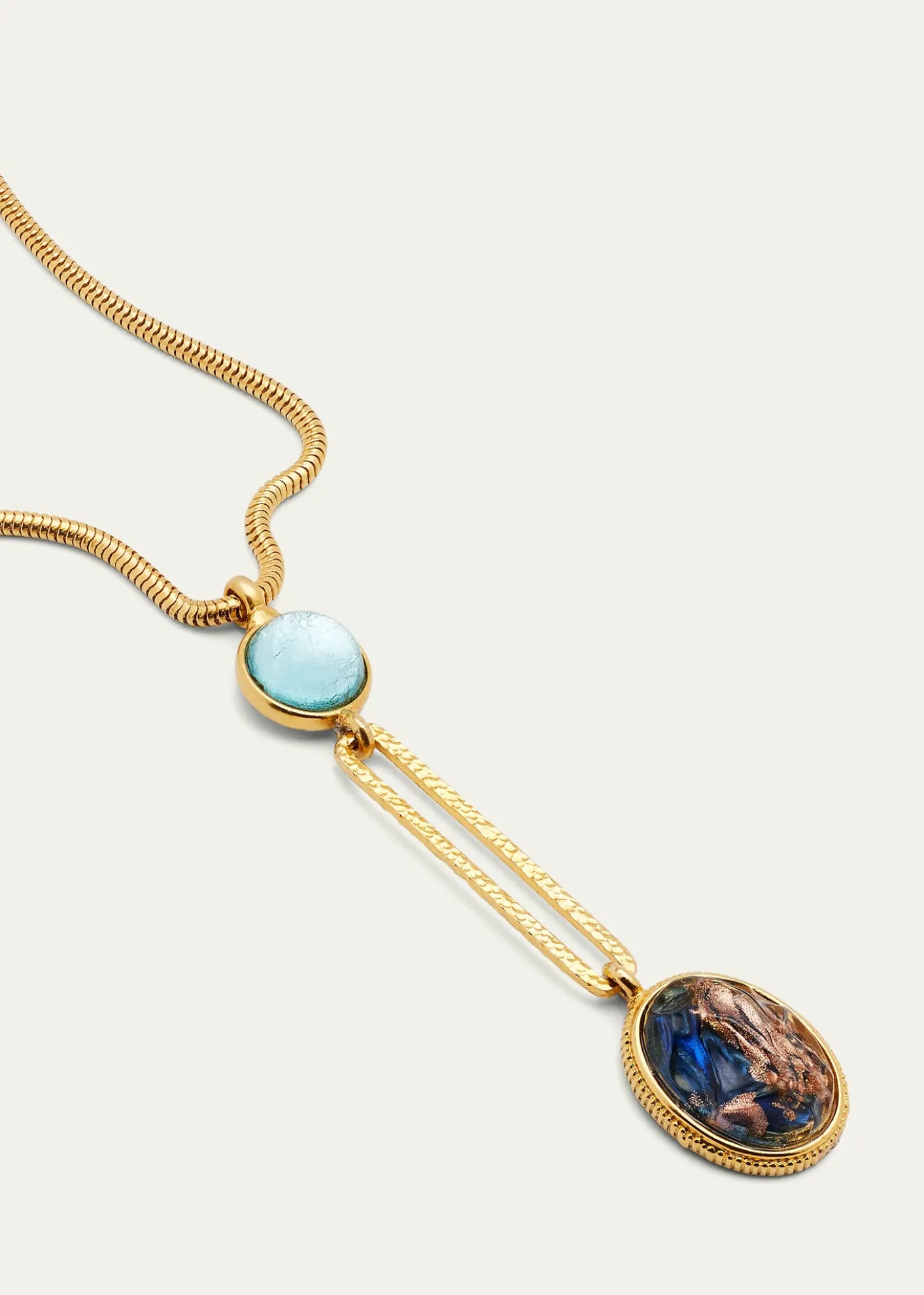 Ben-Amun24K Snake Lariat Necklace with Stones
