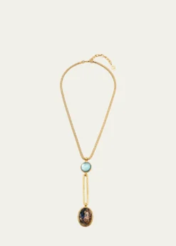 Ben-Amun24K Snake Lariat Necklace with Stones