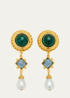 Ben-AmunMulti Stone Clip-On Earrings