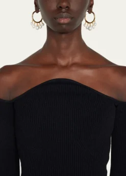 Ben-AmunPearly Drop Hoop Post Earrings