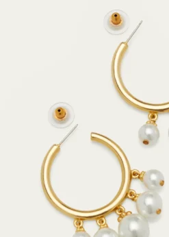 Ben-AmunPearly Drop Hoop Post Earrings