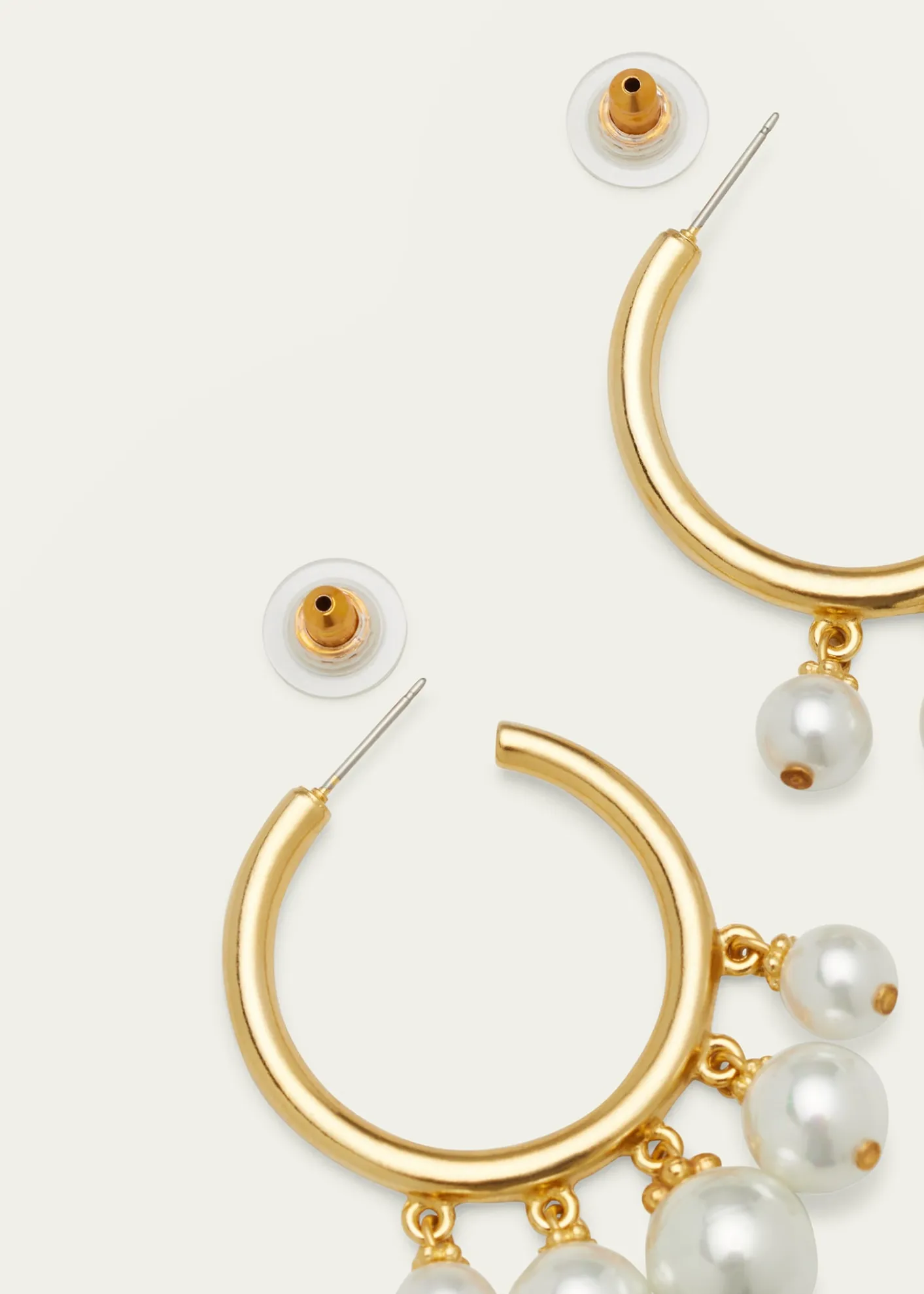 Ben-AmunPearly Drop Hoop Post Earrings
