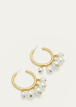 Ben-AmunPearly Drop Hoop Post Earrings