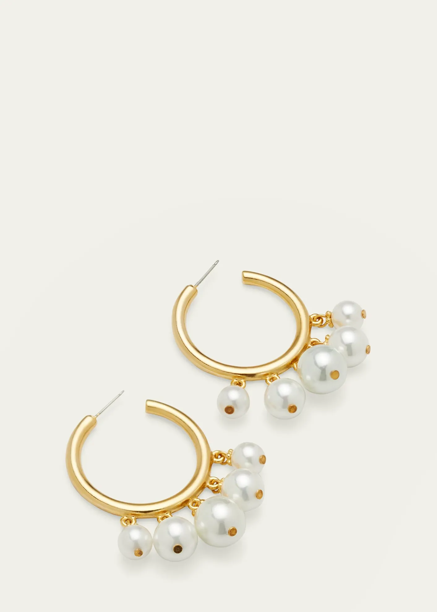 Ben-AmunPearly Drop Hoop Post Earrings