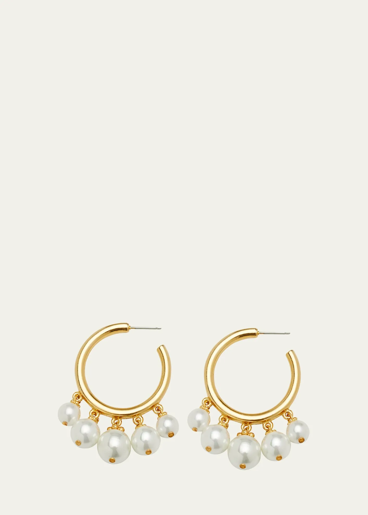 Ben-AmunPearly Drop Hoop Post Earrings