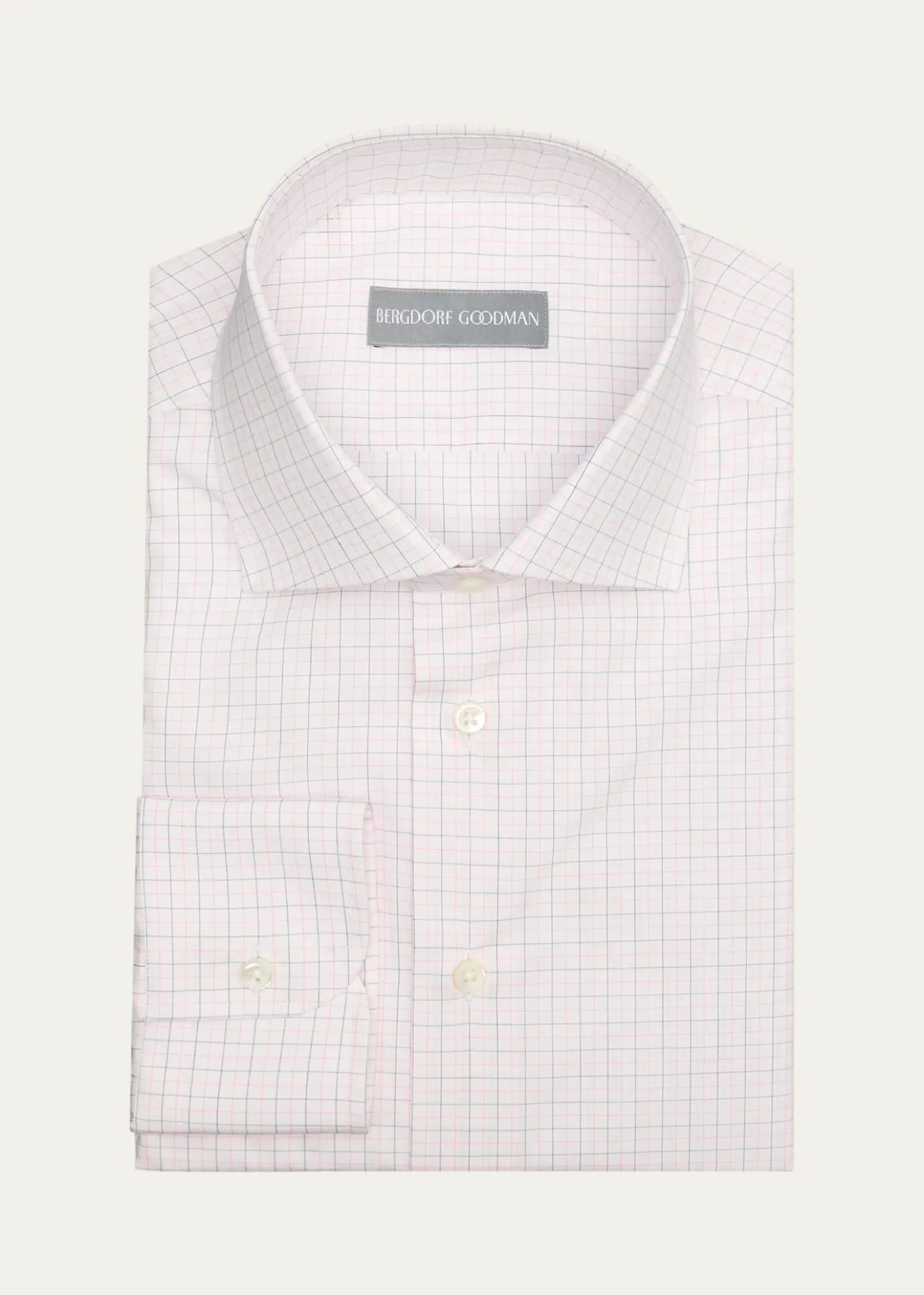 Bergdorf GoodmanMen's Cotton Grid Check Spread Collar Dress Shirt