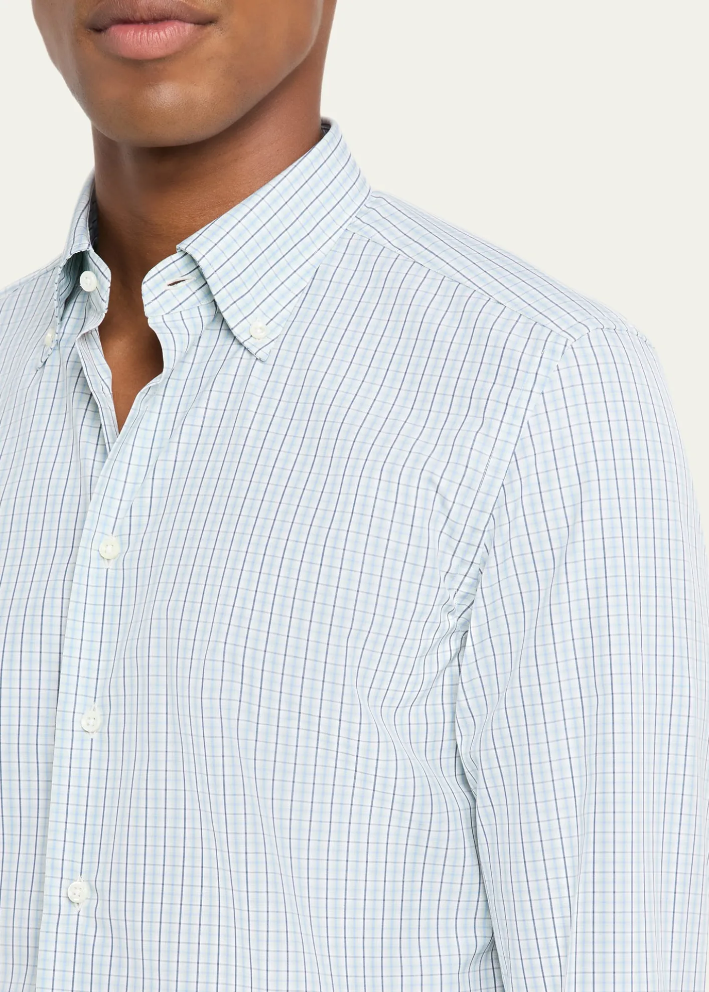 Bergdorf GoodmanMen's Cotton Tattersall Check Button-Collar Sport Shirt