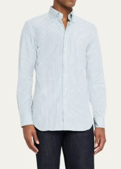Bergdorf GoodmanMen's Cotton Tattersall Check Button-Collar Sport Shirt