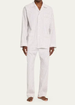 Bergdorf GoodmanMen's Cotton Pinstripe Long Pajama Set