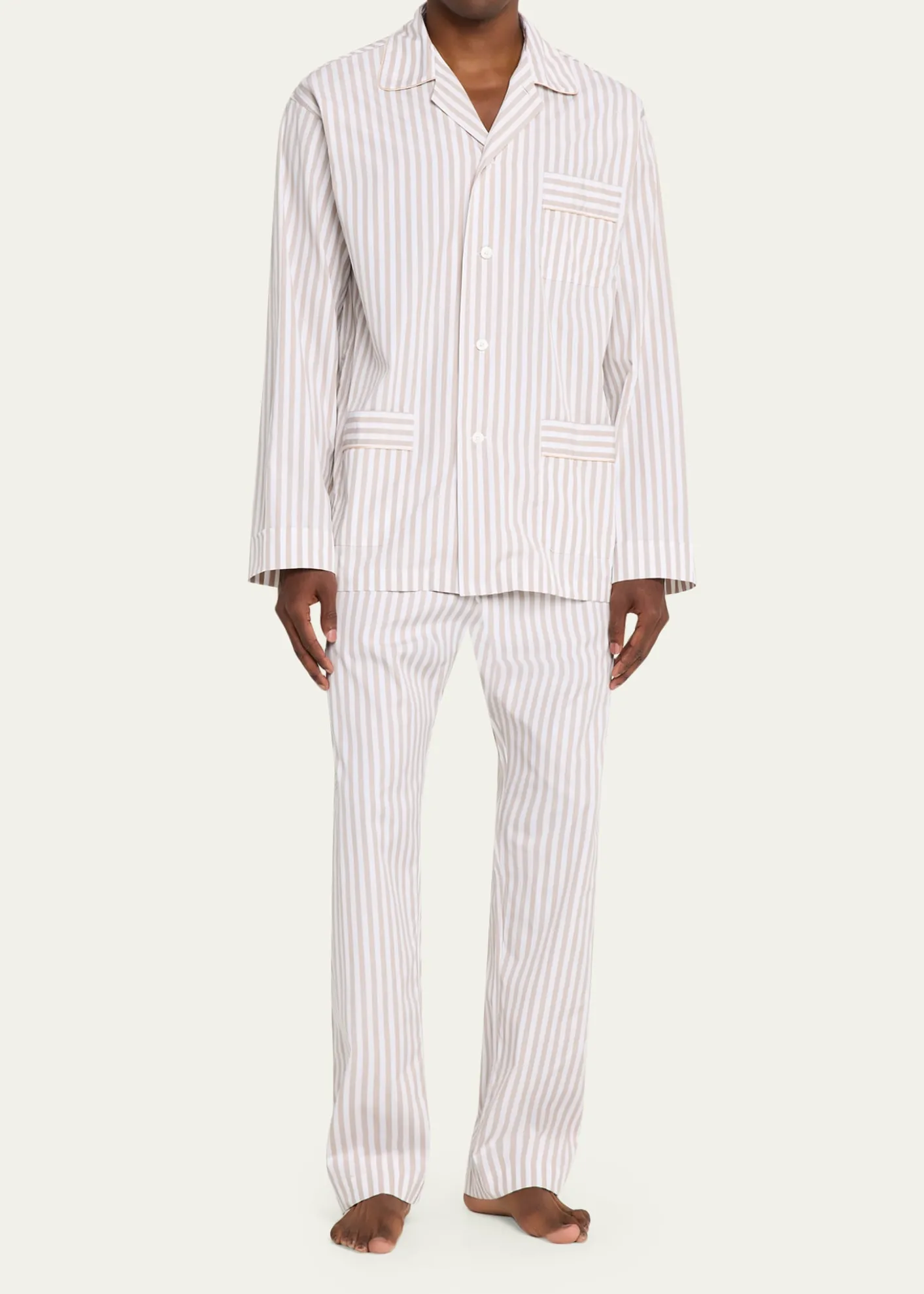 Bergdorf GoodmanMen's Cotton Pinstripe Long Pajama Set