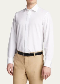 Bergdorf GoodmanMen's Formal Twill Fly-Front Dress Shirt