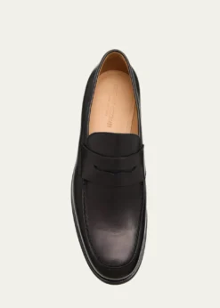 Bergdorf GoodmanMen's Matte Leather Rubber-Sole Penny Loafers