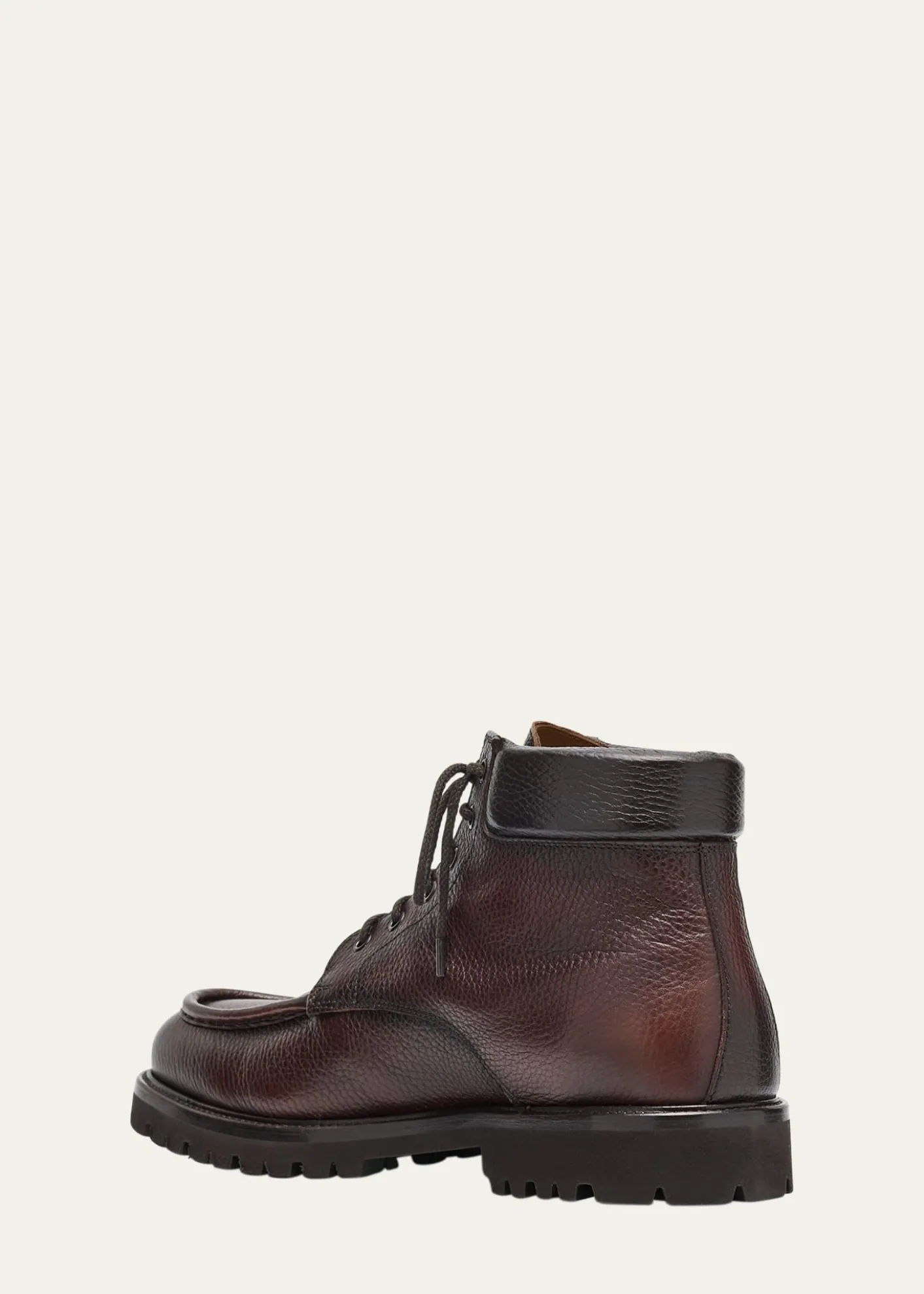 Bergdorf GoodmanMen's Moc-Toe Grained Leather Lace-Up Boots