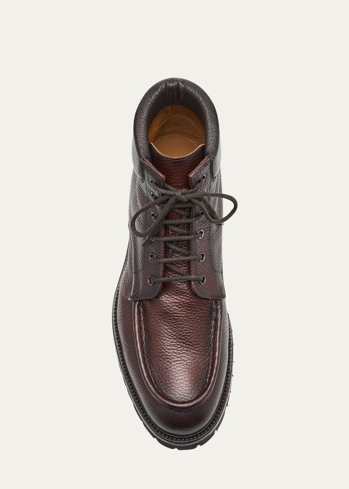 Bergdorf GoodmanMen's Moc-Toe Grained Leather Lace-Up Boots