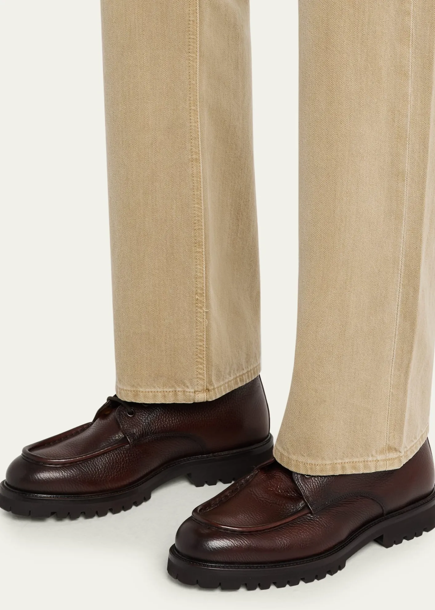 Bergdorf GoodmanMen's Moc-Toe Grained Leather Lace-Up Boots