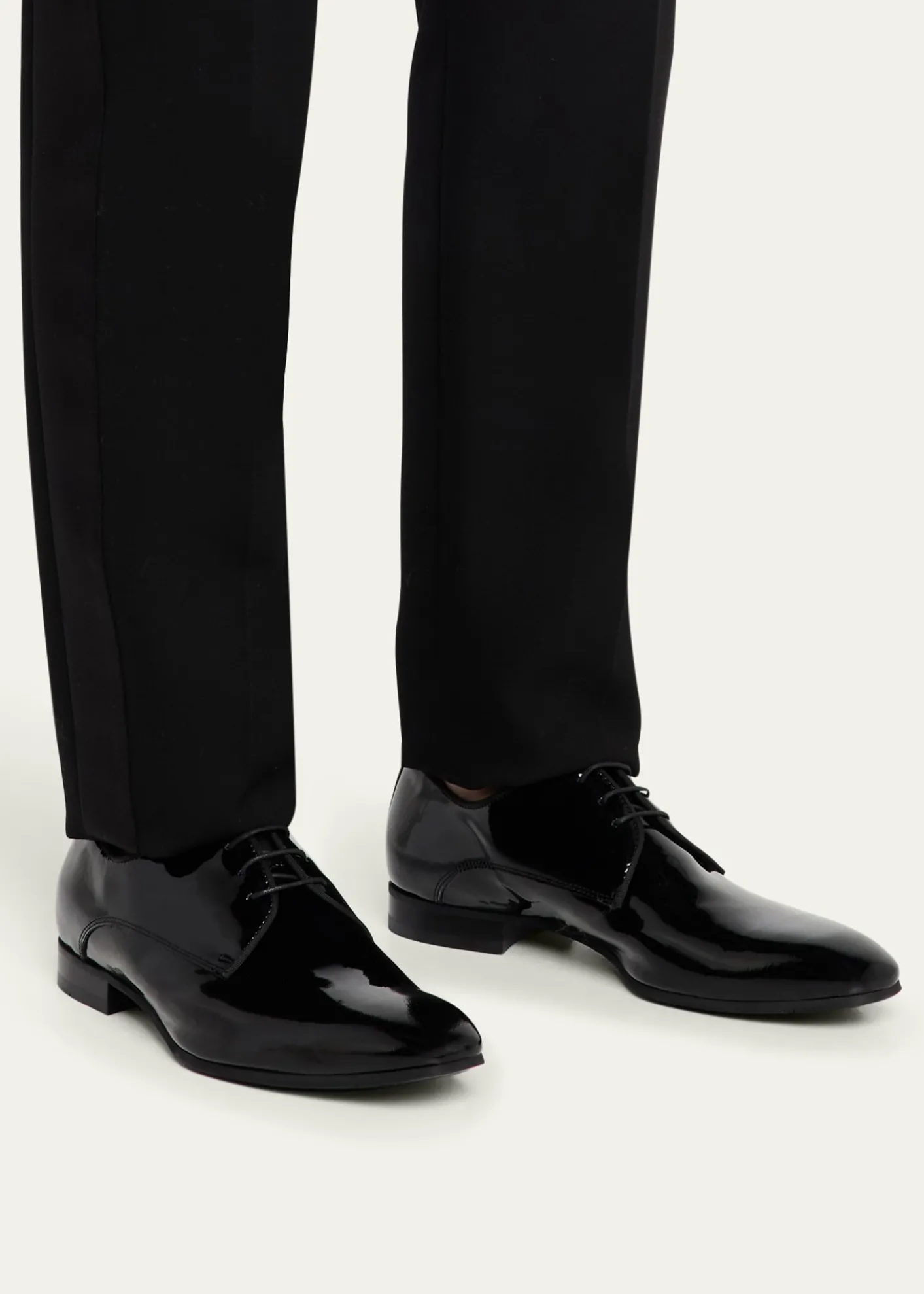 Bergdorf GoodmanMen's Patent Leather Rubber-Sole Derby Shoes
