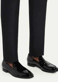 Bergdorf GoodmanMen's Piped Patent Leather Apron-Toe Venetian Loafers