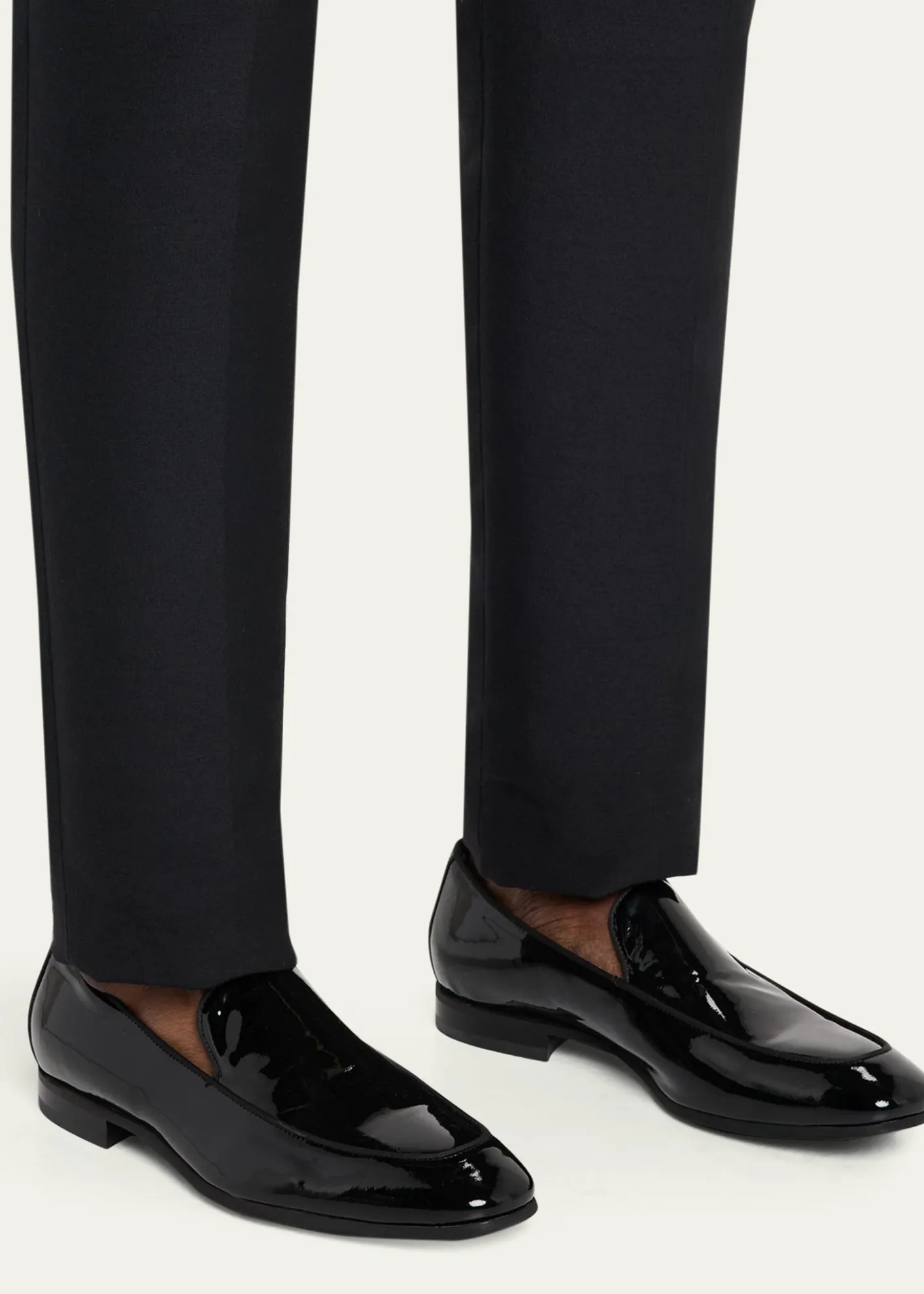 Bergdorf GoodmanMen's Piped Patent Leather Apron-Toe Venetian Loafers