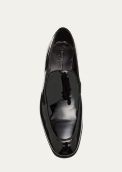 Bergdorf GoodmanMen's Piped Patent Leather Apron-Toe Venetian Loafers