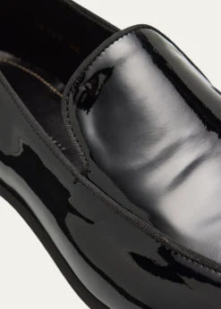 Bergdorf GoodmanMen's Piped Patent Leather Apron-Toe Venetian Loafers
