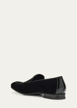 Bergdorf GoodmanMen's Piped Velvet Apron-Toe Venetian Loafers