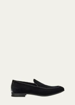 Bergdorf GoodmanMen's Piped Velvet Apron-Toe Venetian Loafers