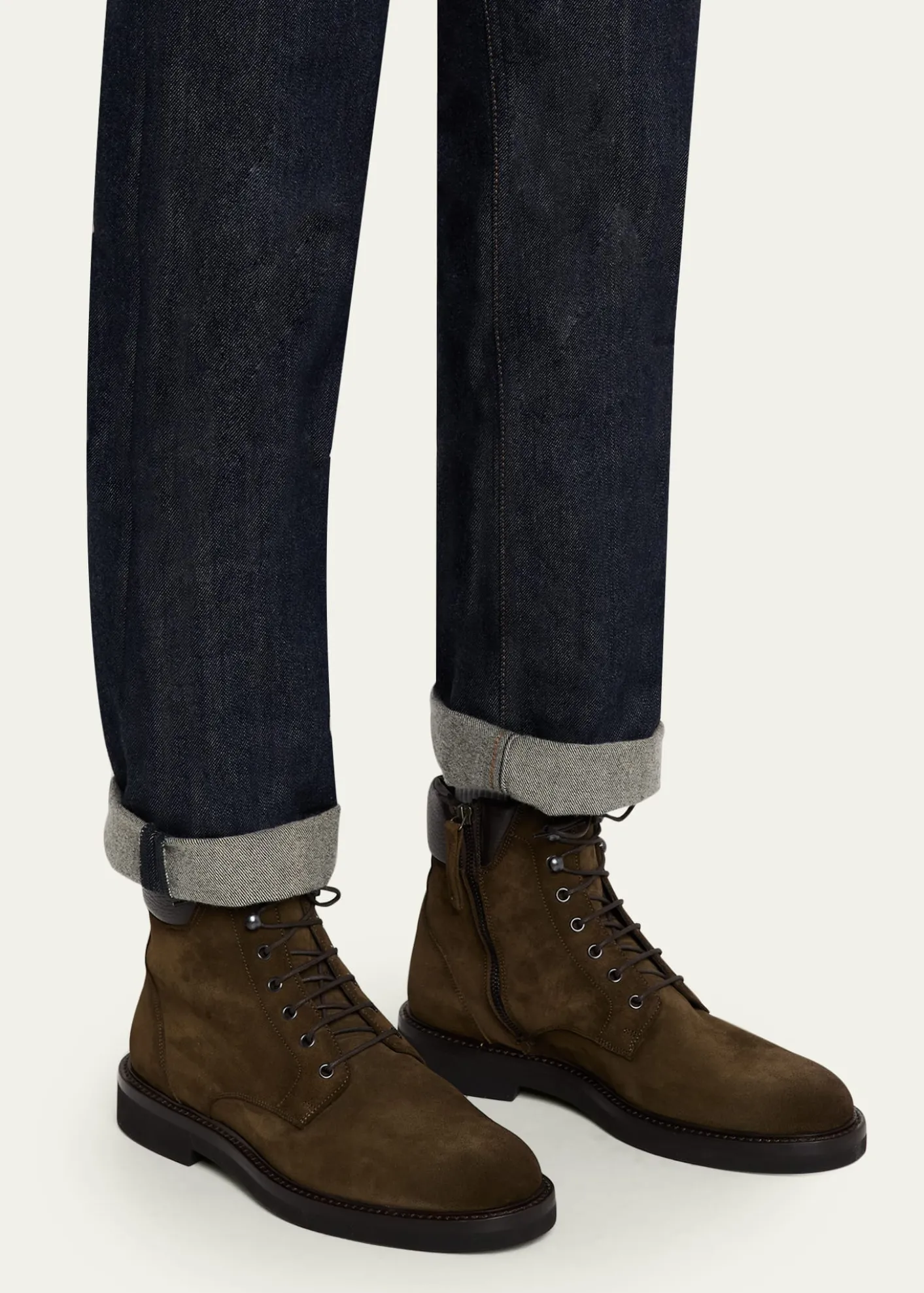 Bergdorf GoodmanMen's Waterproof Suede Side Zip Lace-Up Boots