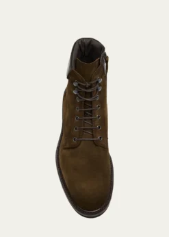 Bergdorf GoodmanMen's Waterproof Suede Side Zip Lace-Up Boots
