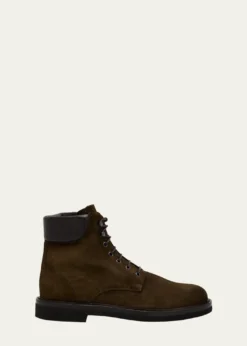 Bergdorf GoodmanMen's Waterproof Suede Side Zip Lace-Up Boots