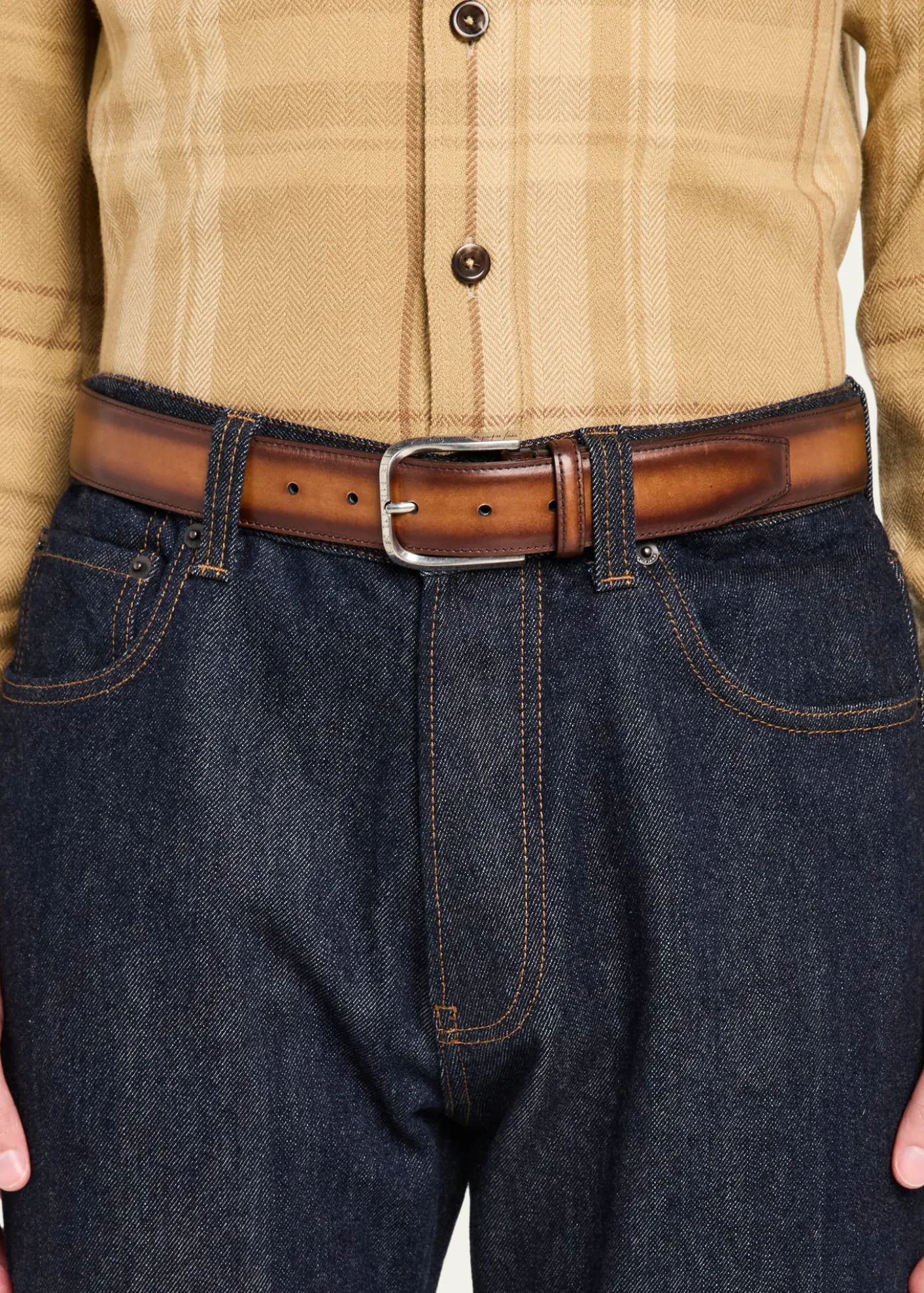 BerlutiMen's C0085 Curve Leather Belt