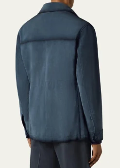 BerlutiMen's Scritto-Undercollar Leather Jacket