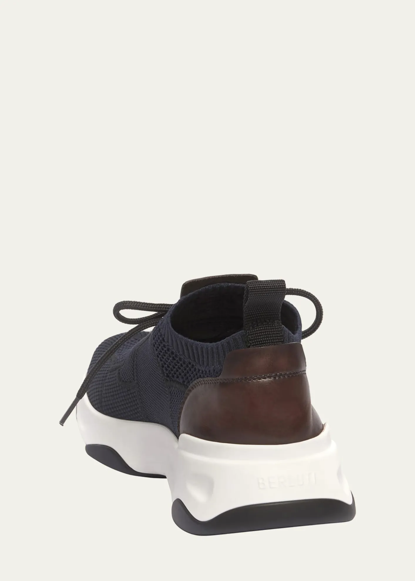 BerlutiMen's Shadow Knit Sneaker with Leather Details