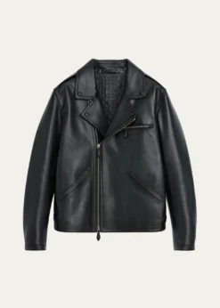BerlutiMen's Un Jour Patina Leather Moto Jacket