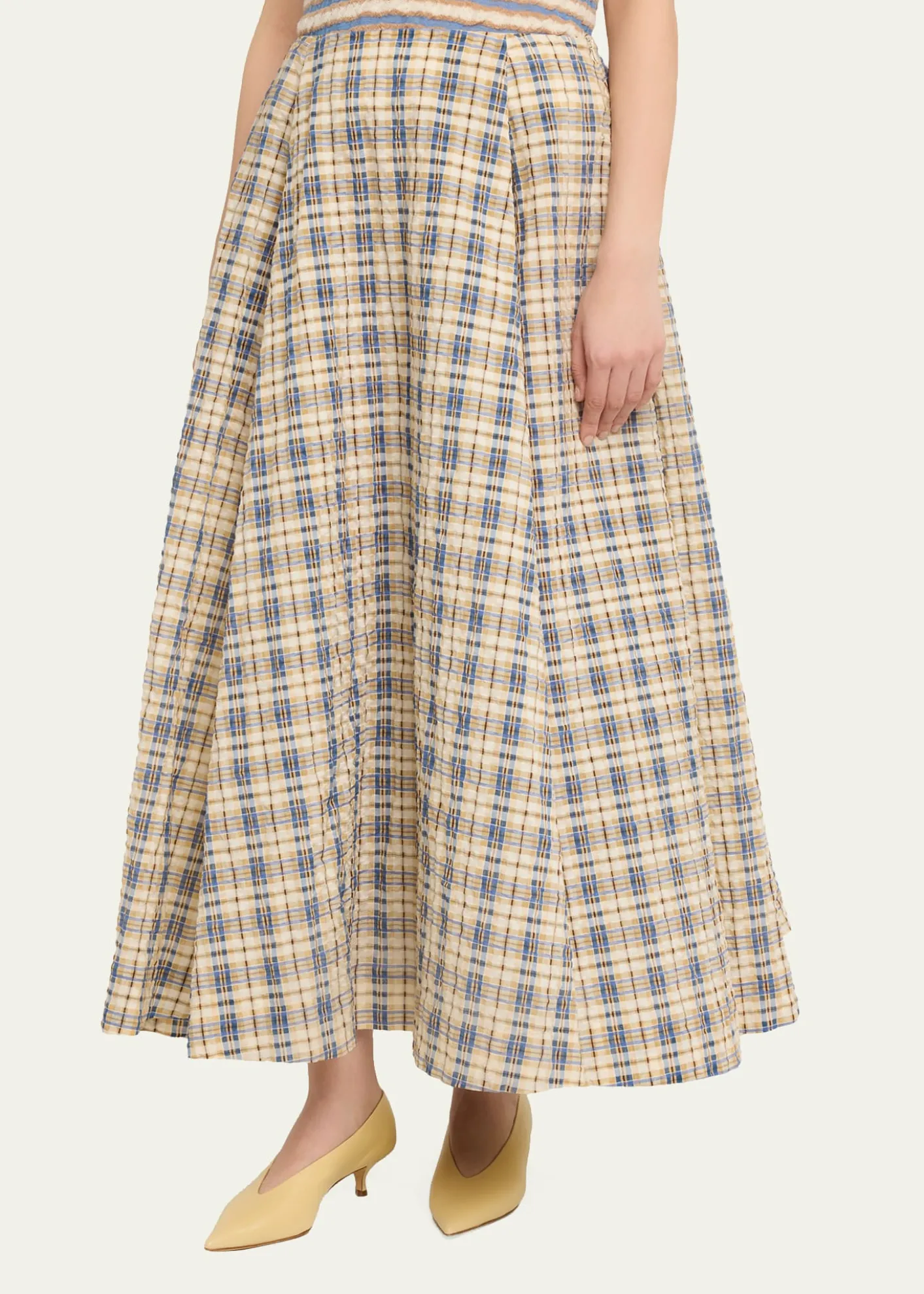 BERNADETTEKennedy Check Seersucker Midi Skirt
