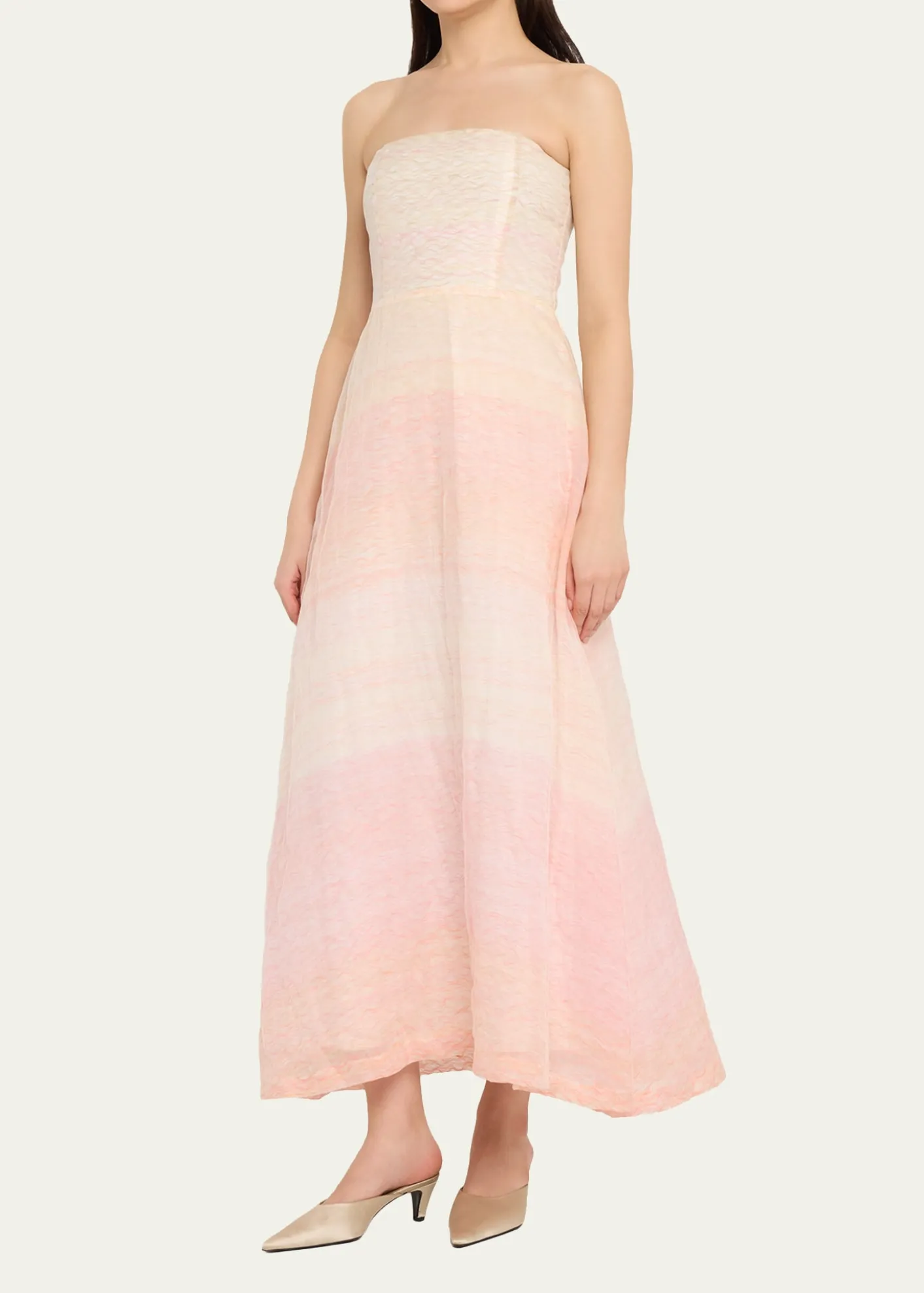 BERNADETTEOdette Strapless Threaded Silk Midi Dress