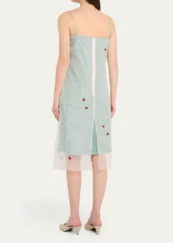 BERNADETTERachel Ladybug Embellished Layered Midi Slip Dress