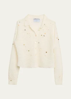 BERNADETTETurner Embellished Check Linen Button-Down Shirt