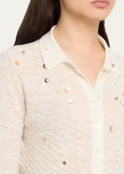 BERNADETTETurner Embellished Check Linen Button-Down Shirt