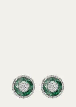Bhansali18K White Gold 10mm Halo Fusion Stud Earrings with Diamonds