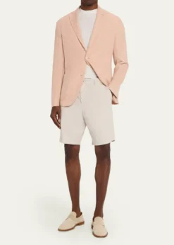 BoglioliMen's Linen and Wool Herringbone Single-Breasted Blazer