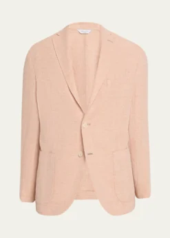 BoglioliMen's Linen and Wool Herringbone Single-Breasted Blazer