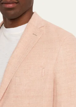BoglioliMen's Linen and Wool Herringbone Single-Breasted Blazer