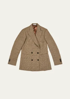 BoglioliMen's Linen Prince of Wales Double-Breasted Sport Coat