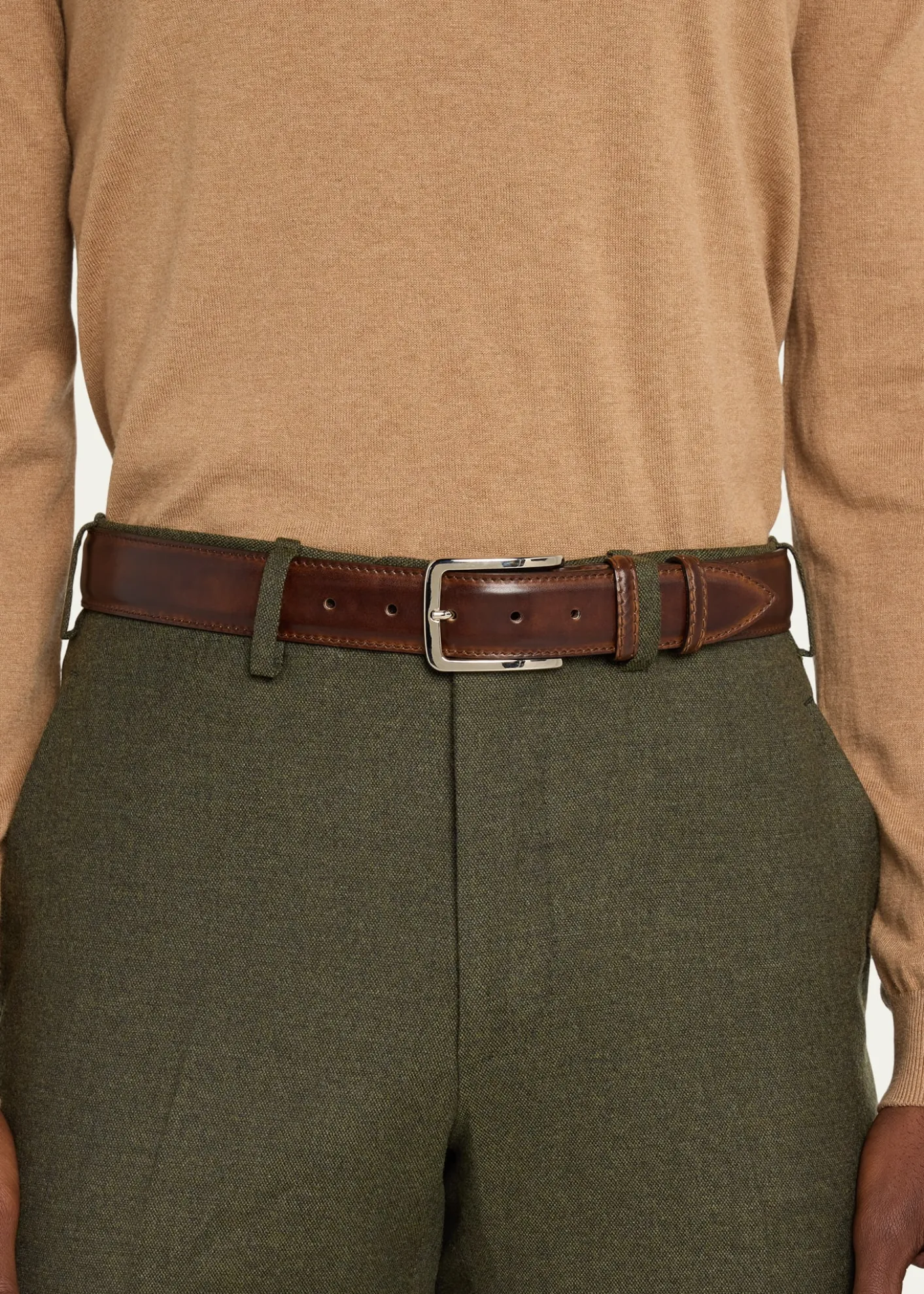 BontoniMen's 35mm Burnished Leather Belt