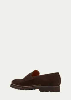 BontoniMen's Principe Lug Sole Suede Penny Loafers