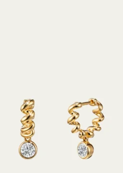 Boochier18K Yellow Gold Diamond Slinkee Huggie Drop Earrings