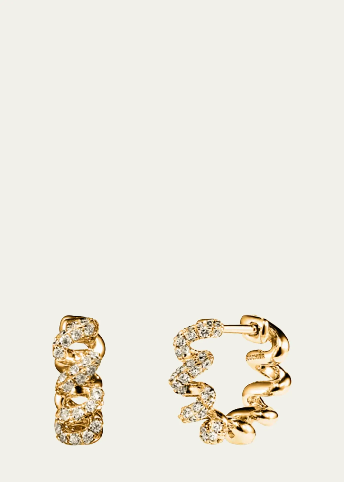 Boochier18K Gold Diamond Slinkee Huggie Earrings